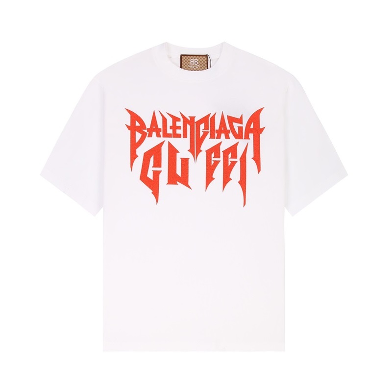 グッチユニセックスホワイトクルーネック半袖Tシャツu198