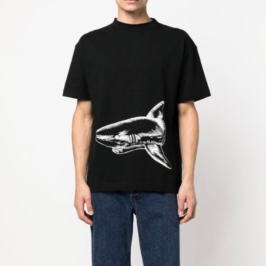 パームエンジェルスメンズブラッククルーネック半袖Tシャツm390