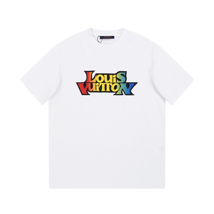 ルイヴィトンメンズホワイトクルーネック半袖Tシャツv423