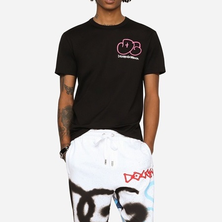 ドルチェ＆ガッバーナユニセックスブラック半袖Tシャツl388