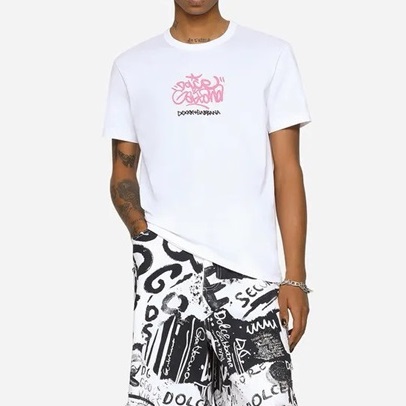 ドルチェ＆ガッバーナユニセックスホワイト半袖Tシャツl389