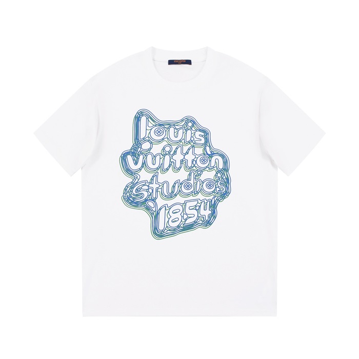 ルイヴィトンメンズホワイトクルーネック半袖Tシャツv430