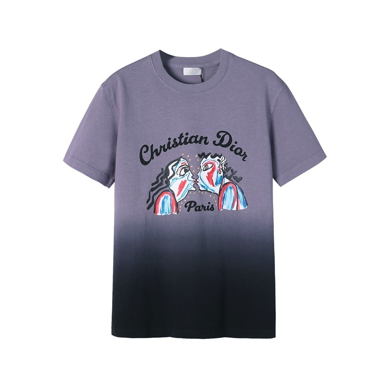 ディオールメンズパープルクルーネック半袖Tシャツi264