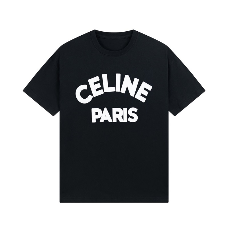 セリーヌメンズクルーネックブラック半袖Tシャツe85