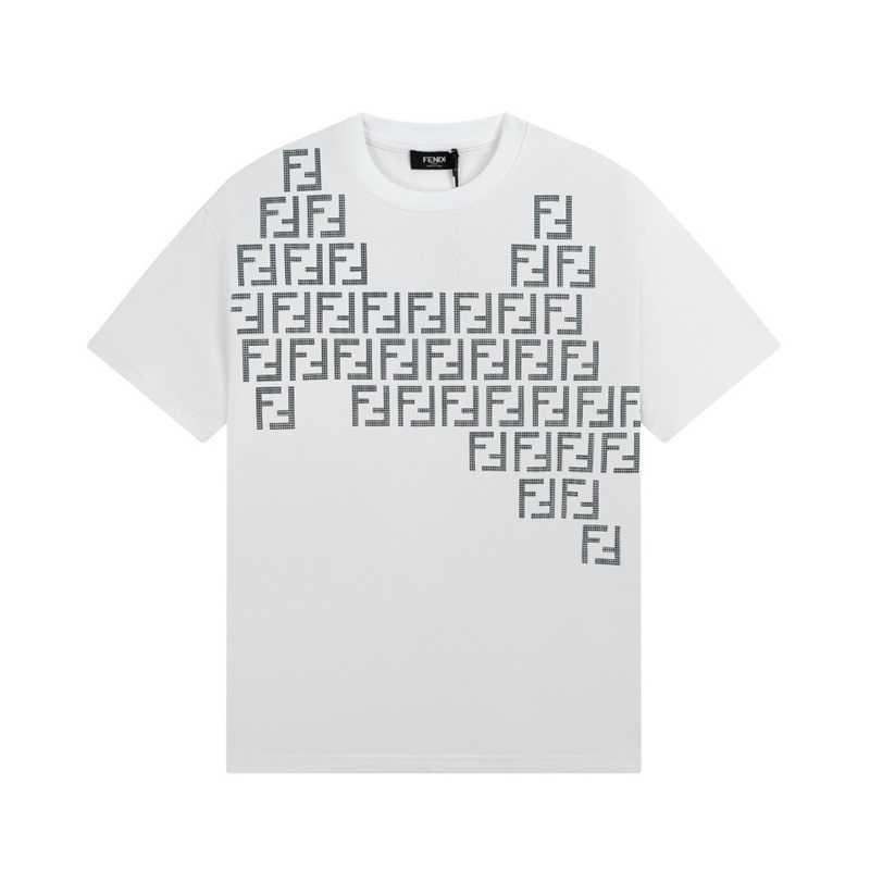 ェンディメンズホワイトクルーネック半袖Tシャツe44