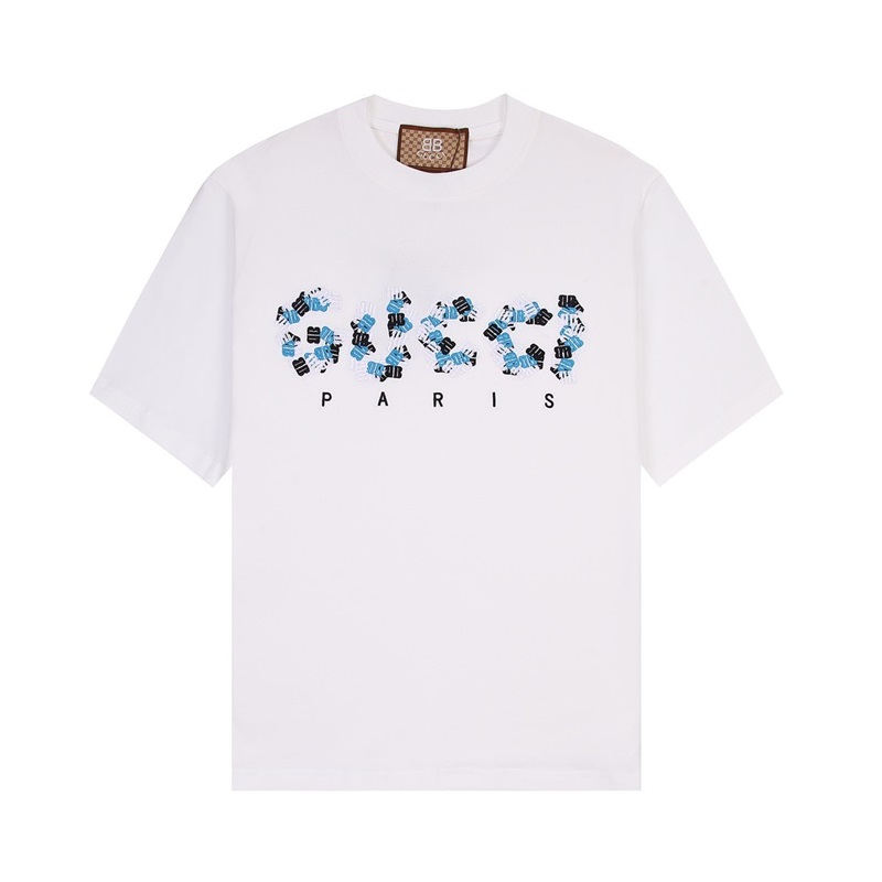 グッチユニセックスホワイトクルーネック半袖Tシャツu214