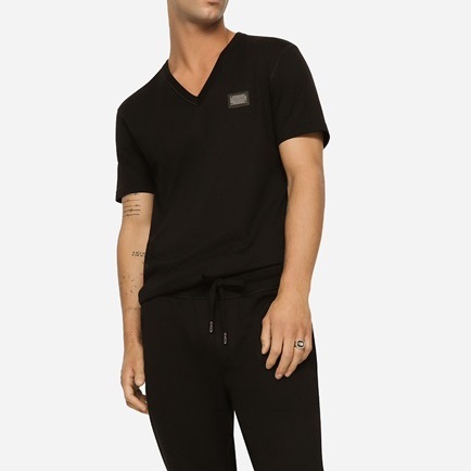 ドルチェ＆ガッバーナメンズブラック半袖Tシャツl401