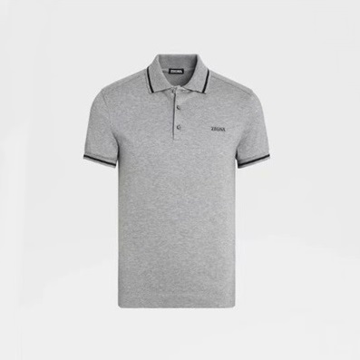 エルメネジルドゼニアメンズグレーポロ半袖Tシャツe62