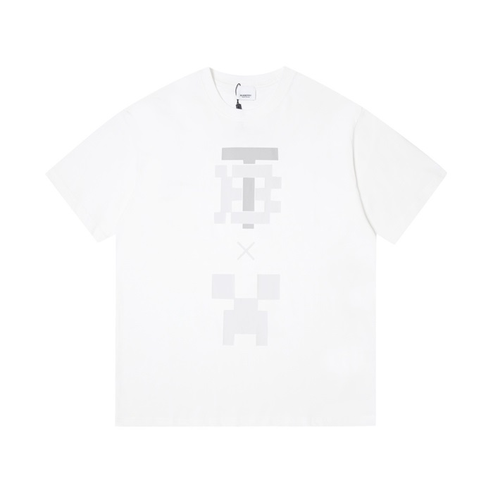 バーバリーメンズホワイトクルーネック半袖Tシャツu86