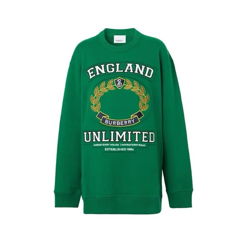 バーバリーレディースクルーネックグリーンスウェットシャツu88