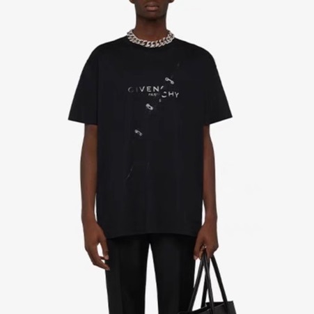 ジバンシィメンズクルーネックブラック半袖Tシャツi181