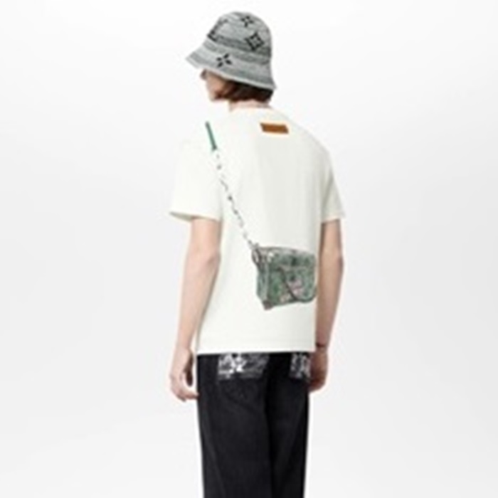 ルイヴィトンメンズホワイトクルーネック半袖Tシャツv525