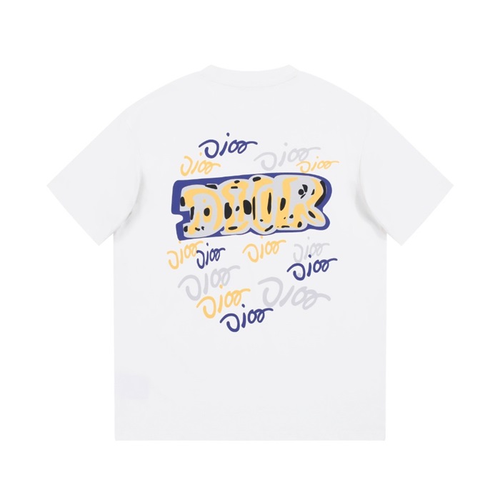 ディオールメンズホワイトクルーネック半袖Tシャツi314