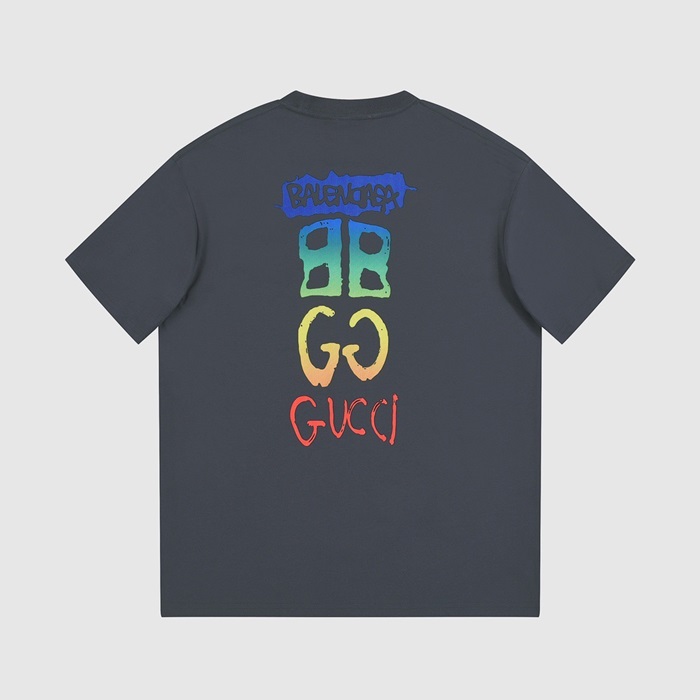 バレンシアガメンズクルーネックグレー半袖Tシャツa179