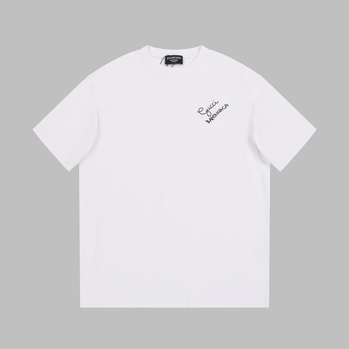 バレンシアガメンズクルーネックホワイト半袖Tシャツa180