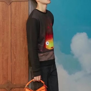 ロエベメンズブラックスウェットシャツe703