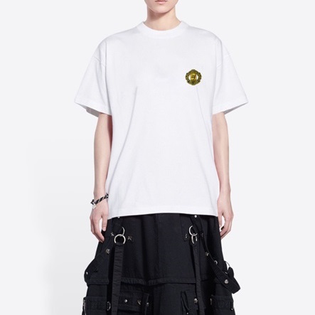 バレンシアガメンズクルーネックホワイト半袖Tシャツa185