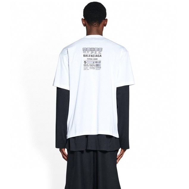 バレンシアガメンズクルーネックホワイト半袖Tシャツa187