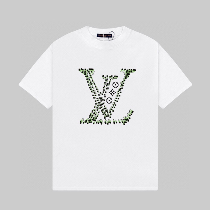 ルイヴィトンメンズホワイトクルーネック半袖Tシャツv541