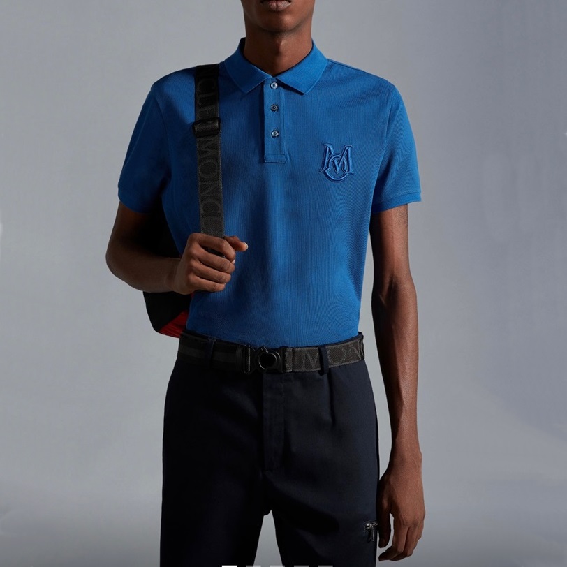 モンクレールメンズブルーポロ半袖Tシャツo94