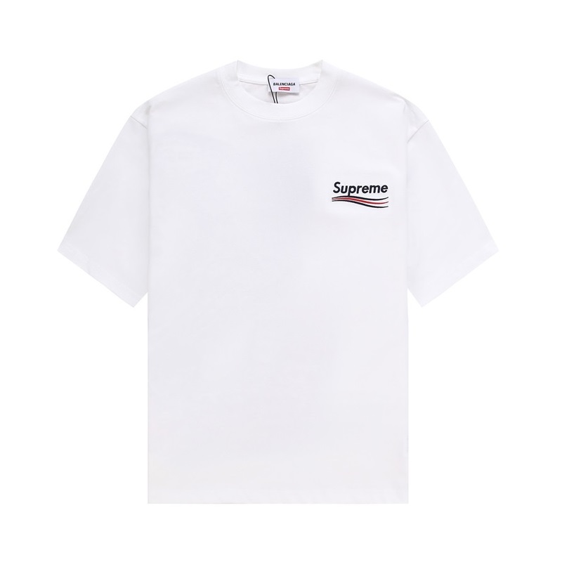 バレンシアガメンズクルーネックホワイト半袖Tシャツa190