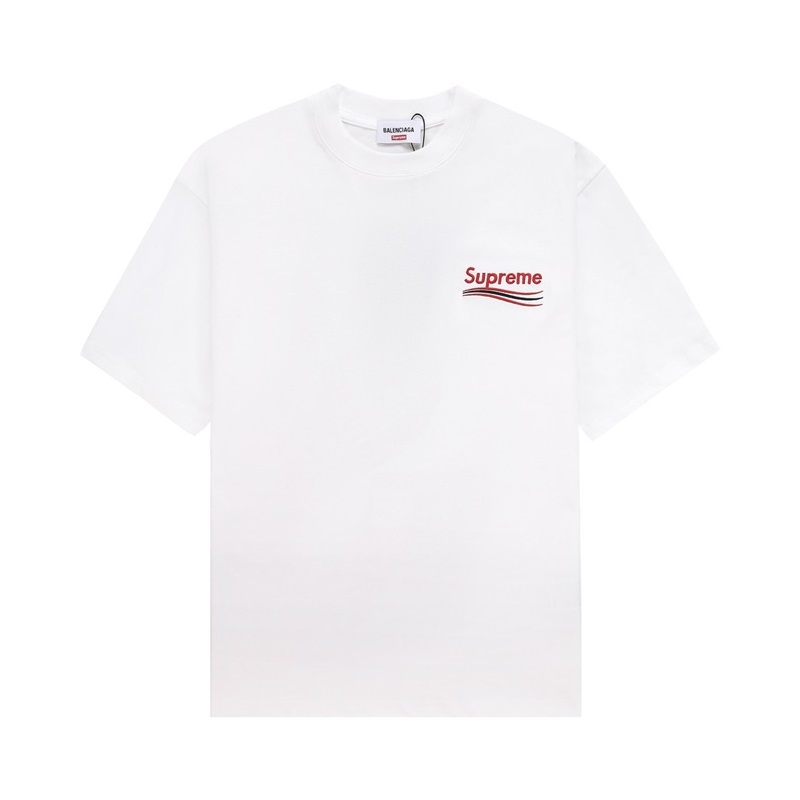 バレンシアガメンズクルーネックホワイト半袖Tシャツa191