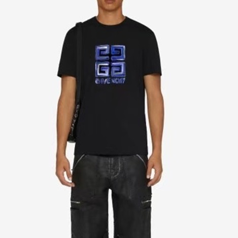 ジバンシィメンズクルーネックブラック半袖Tシャツi187