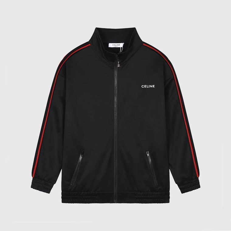 セリーヌメンズブラックジップアップスウェットシャツe101