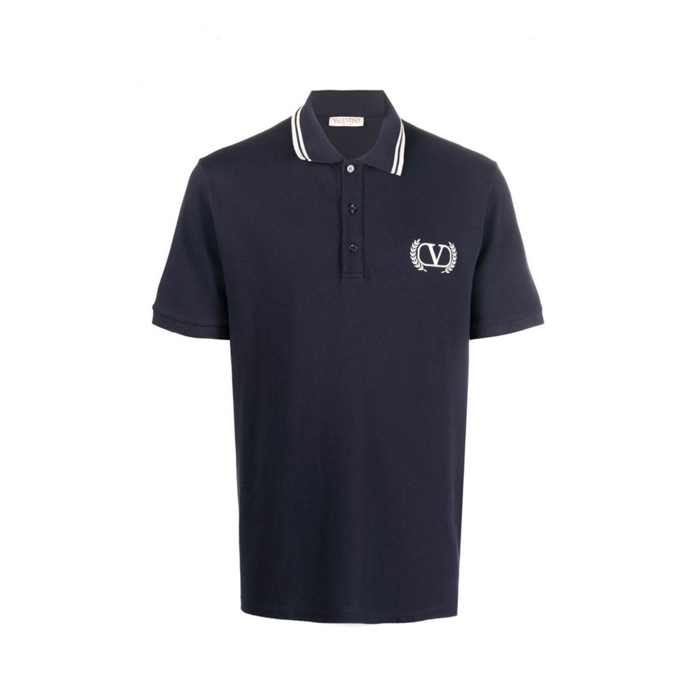 ヴァレンティノメンズネイビーポロ半袖Tシャツl414