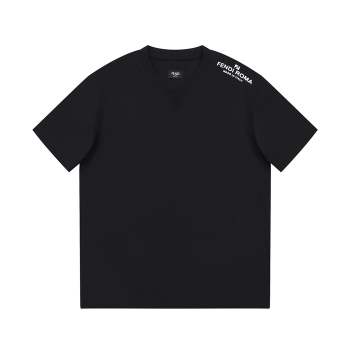 ェンディメンズブラッククルーネック半袖Tシャツe76