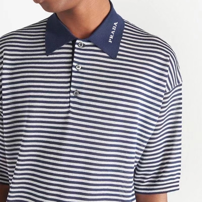 プラダメンズブルークルーネック半袖Tシャツr329