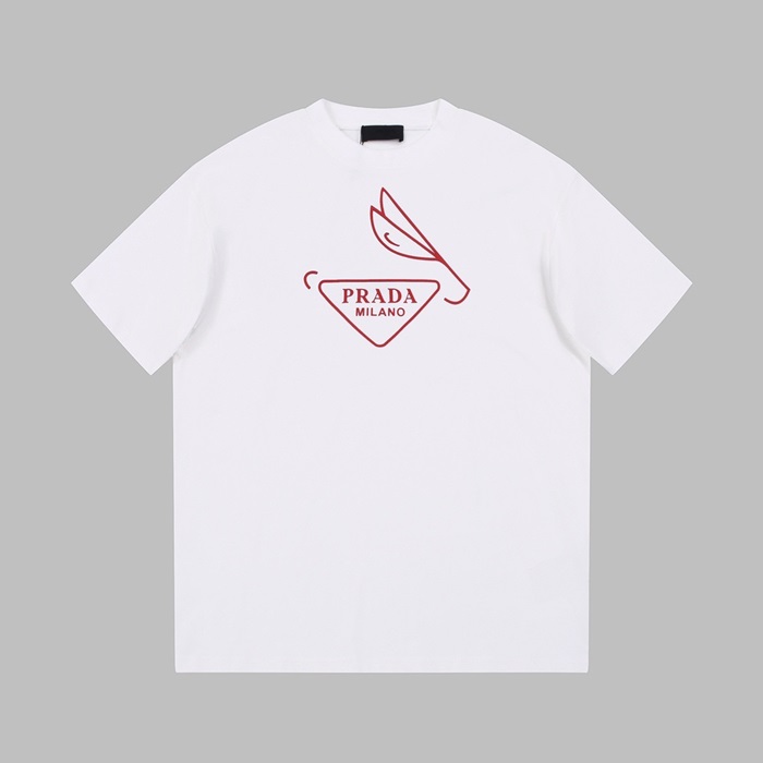 プラダメンズホワイトクルーネック半袖Tシャツr330