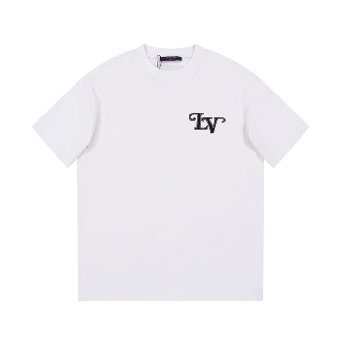 ルイヴィトンメンズホワイトクルーネック半袖Tシャツv593