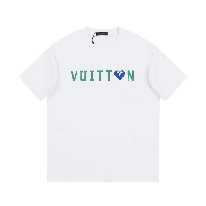 ルイヴィトンメンズホワイトクルーネック半袖Tシャツv595