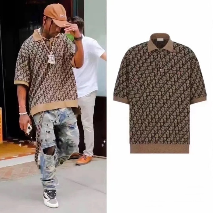 ディオールメンズキャメルポロ半袖シャツi329