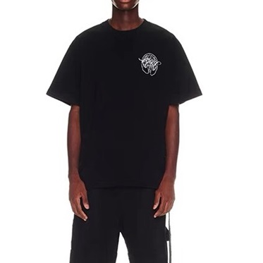 オフホワイトメンズモダンブラック半袖Tシャツf31