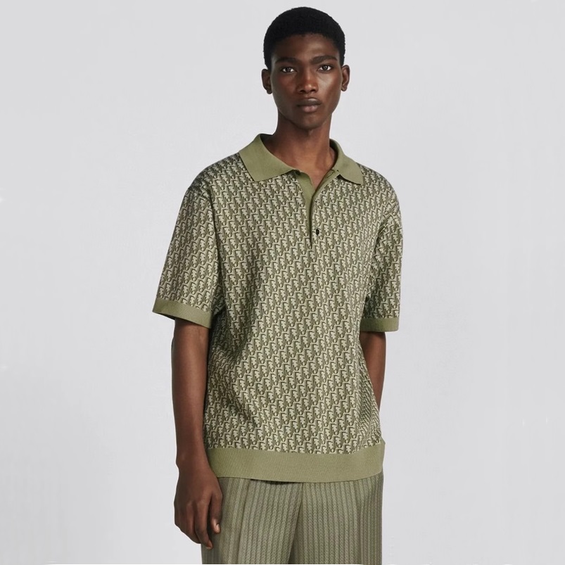 ディオールメンズグリーンポロ半袖シャツi332