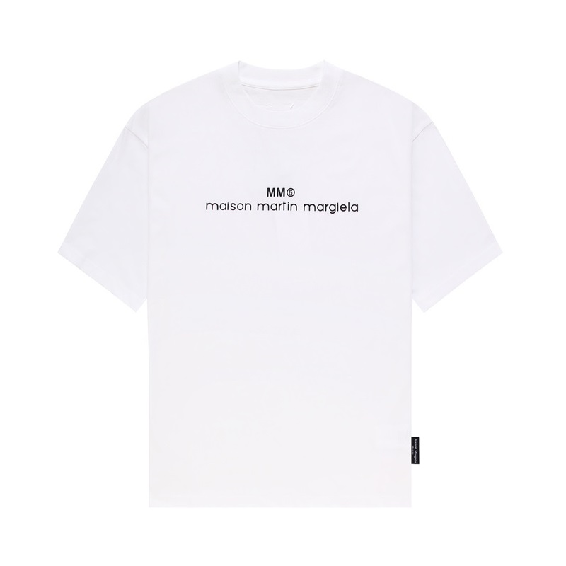 メゾンマルジェラユニセックスクルーネックホワイト半袖Tシャツi118