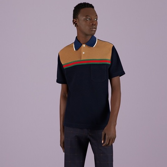 グッチメンズブルーポロ半袖Tシャツu326