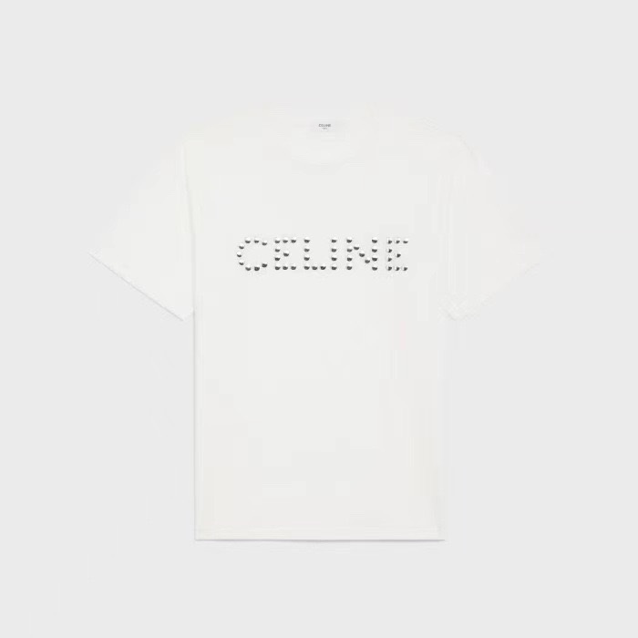 セリーヌメンズクルーネックホワイト半袖Tシャツe109