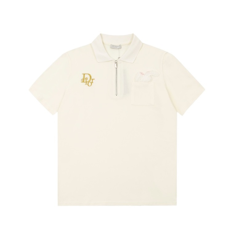 ディオールメンズアイボリーポロ半袖Tシャツi334