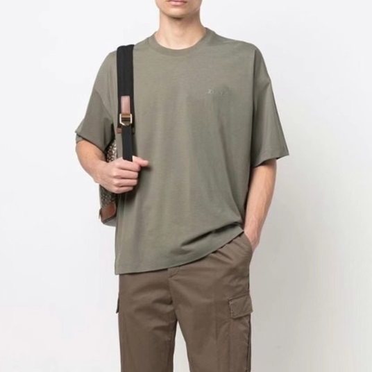 エルメネジルドゼニアメンズグレークルーネック半袖Tシャツe66