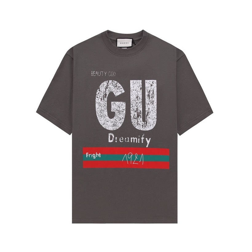 グッチメンズグレークルーネック半袖Tシャツu331