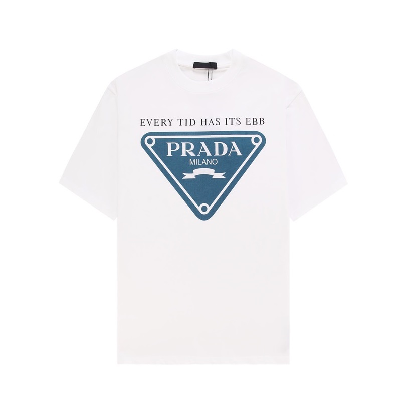 プラダメンズホワイトクルーネック半袖Tシャツr347