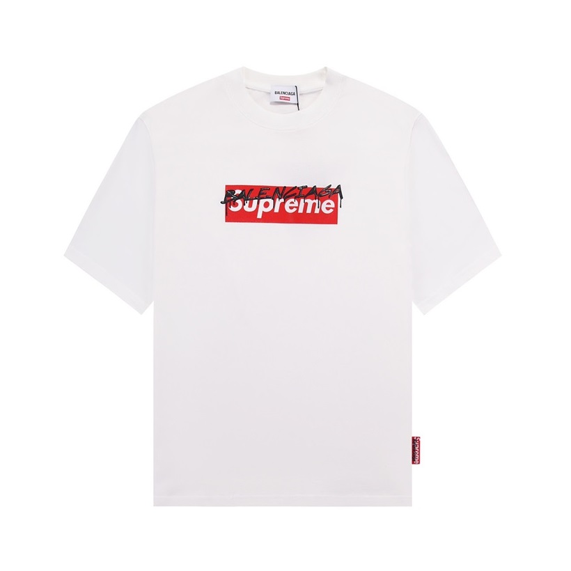 バレンシアガメンズクルーネックホワイト半袖Tシャツa204