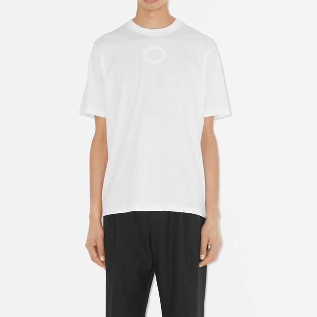 バーバリーメンズホワイトクルーネック半袖Tシャツu124