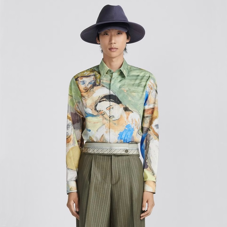 ディオールメンズクラシックグリーンシャツi336