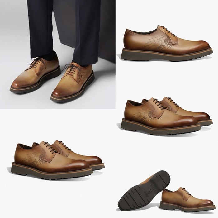 ベルルッティメンズキャメルオックスフォードシューズr189