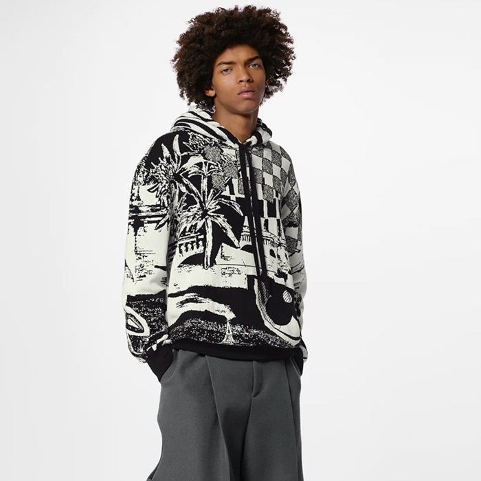 ルイヴィトンメンズブラックフーディv665