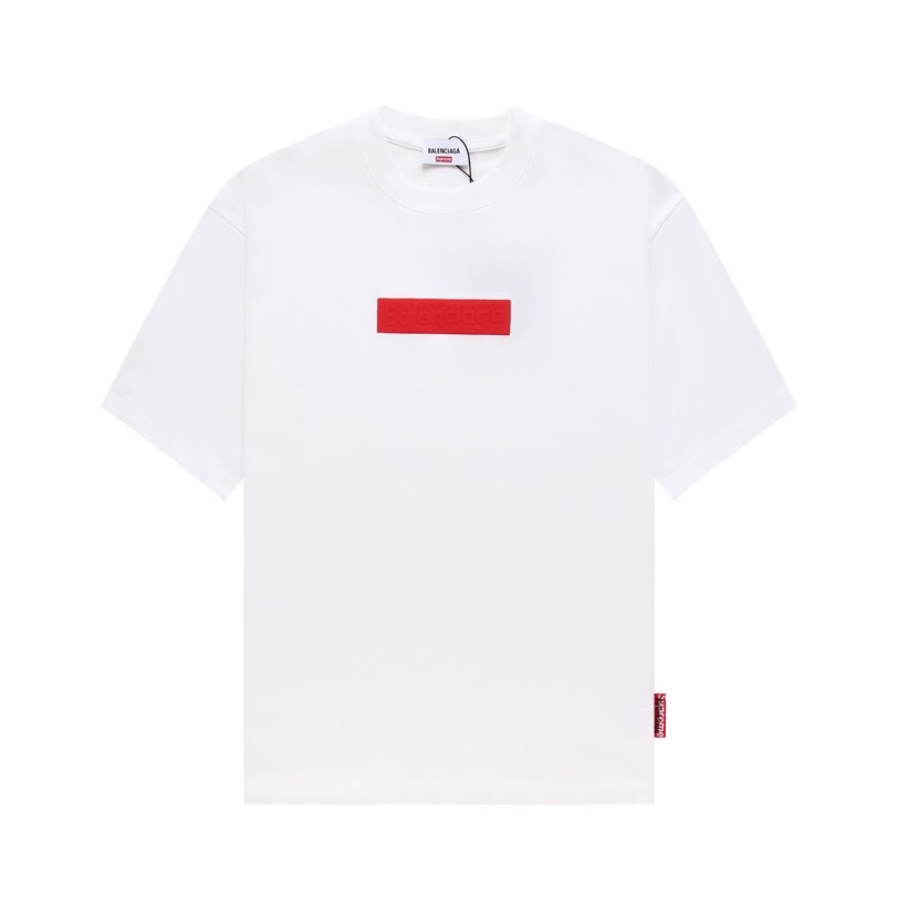 バレンシアガメンズクルーネックホワイト半袖Tシャツa231